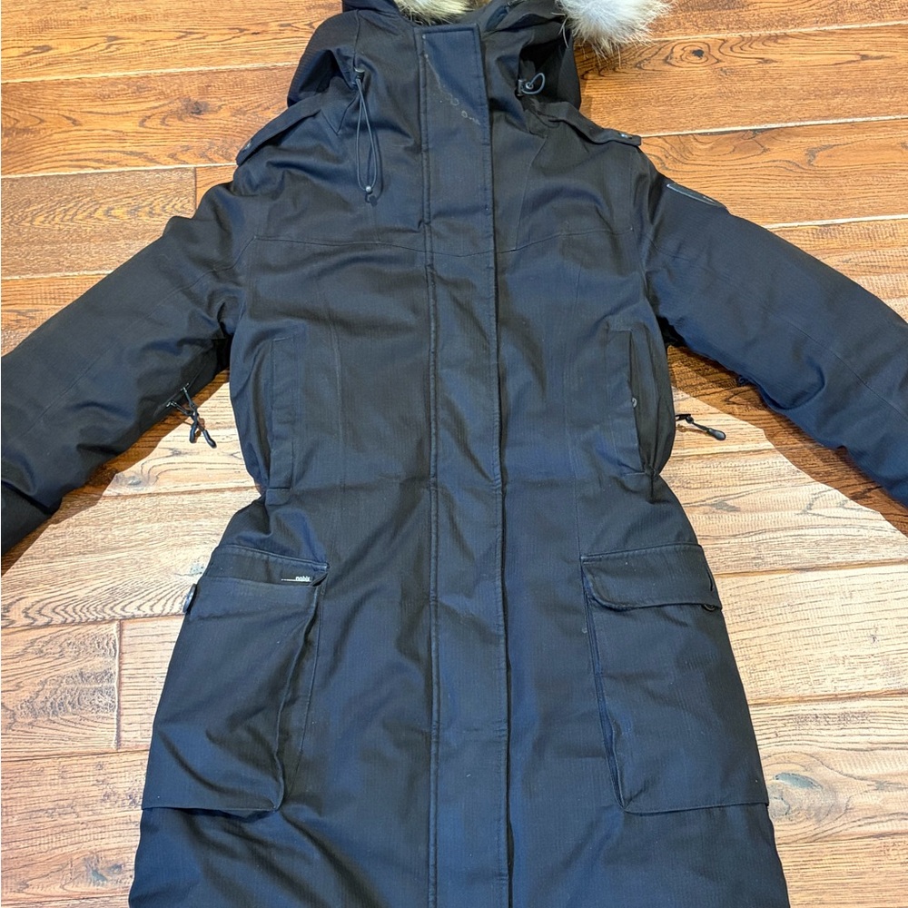 Nobis Women's Black Ski Jacket with Fur Trim